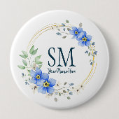 Personalisierte Blumenmonogramm Wildblumen Button (Vorderseite)