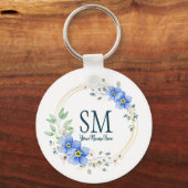 Personalisierte Blumenmonogramm Wildblumen Schlüsselanhänger (Vorderseite)