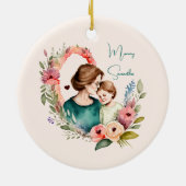 Personalisierte Blumenmutter und Tochter Son Keramik Ornament (Hinten)