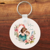 Personalisierte Blumenmutter und Tochter Son Schlüsselanhänger (Rückseite)