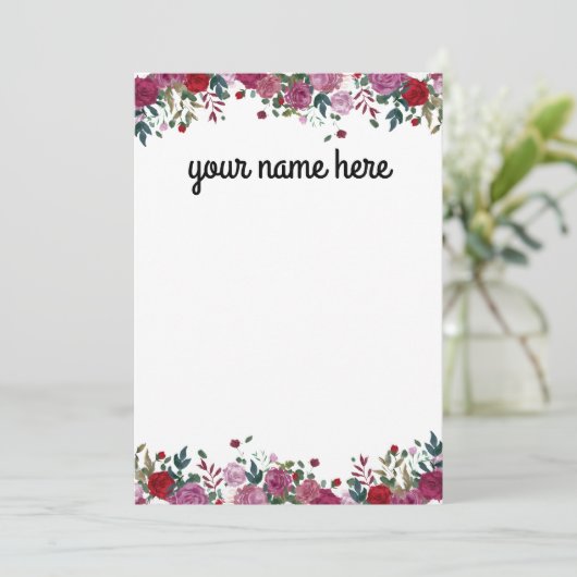 Personalisierte Blumennotecards Dankeskarte (Stehend Vorderseite)