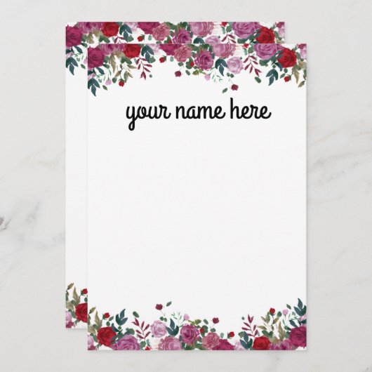 Personalisierte Blumennotecards Dankeskarte (Vorne/Hinten)