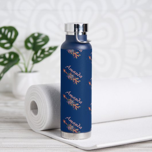 Personalisierte Blumenpfeile Trinkflasche (Yoga)