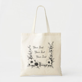 Personalisierte Blumenrahmen-Tasche Tragetasche