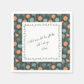 Personalisierte Blumenrand-Liebensnotiz-Serviette  Serviette (Vorderseite)