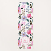 Personalisierte Blumenrosa-Skriptinitialen Yogamatte (Vorderseite)