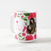 Personalisierte Blumenroter Tasse - Liebe Mama (Vorderseite Links)
