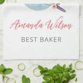 Personalisierte Blumenschale und Whisker Bakers Geschirrtuch (Gefaltet)