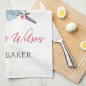 Personalisierte Blumenschale und Whisker Bakers Geschirrtuch (Viertel Falte)