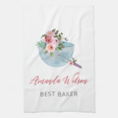 Personalisierte Blumenschale und Whisker Bakers Geschirrtuch (Vertikal)