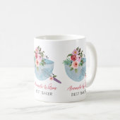 Personalisierte Blumenschale und Whisker Bakers Kaffeetasse (VorderseiteRechts)