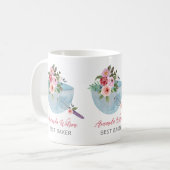 Personalisierte Blumenschale und Whisker Bakers Kaffeetasse (Vorderseite Links)