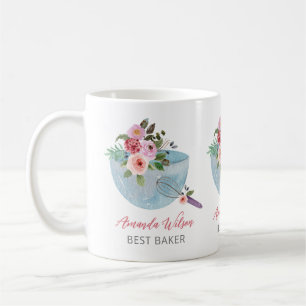 Personalisierte Blumenschale und Whisker Bakers Kaffeetasse