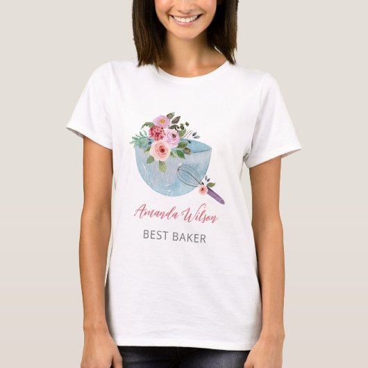 Personalisierte Blumenschale und Whisker Bakers T-Shirt (Vorderseite)