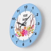Personalisierte Blumenschraube Große Wanduhr (Winkel)