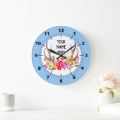 Personalisierte Blumenschraube Große Wanduhr (Zuhause)