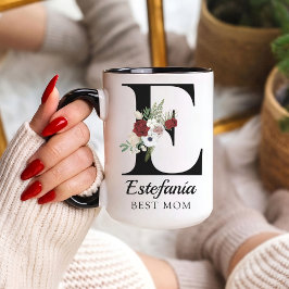 Personalisierte Blumenschrift-Tasse "Beste Mutter  Tasse
