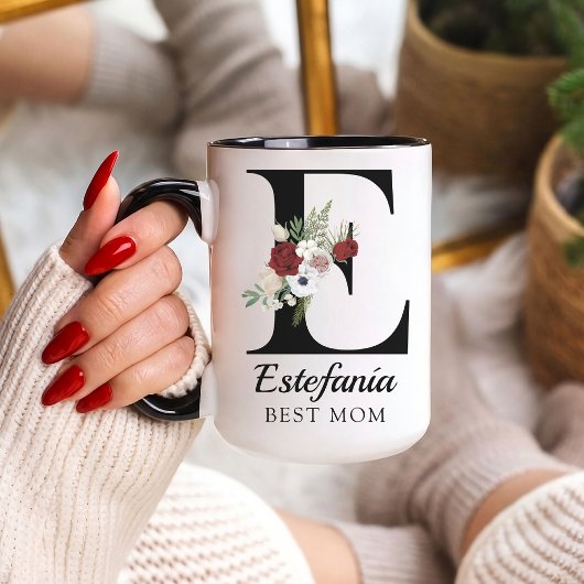 Personalisierte Blumenschrift-Tasse "Beste Mutter  Tasse