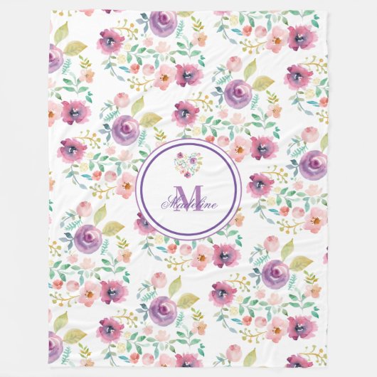 Personalisierte Blumenstrauß Fleecedecke (Vorderseite)