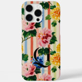 Personalisierte Blumenstreifen-Monogramm Case-Mate iPhone Hülle (Rückseite)
