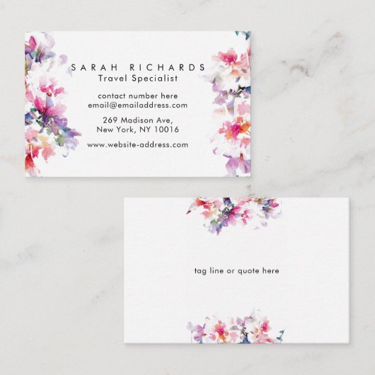 Personalisierte Blumenwasser-Farbgeschäfts-Karten Visitenkarte (Vorne/Hinten)