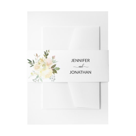 Personalisierte Blumenwasserfarbe Elfenbeinrosa Ho Einladungsbanderole (Vorderseite Beispiel)