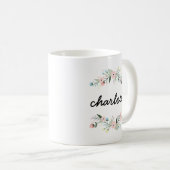 Personalisierte Blumenwreath-Tasse Kaffeetasse (VorderseiteRechts)