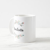 Personalisierte Blumenwreath-Tasse Kaffeetasse (Vorderseite Links)