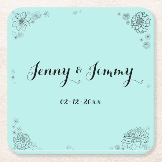 Personalisierte Blumenzettel Rechteckiger Pappuntersetzer (Vorderseite)