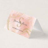 Personalisierte Blush-Marmorkarte mit Gold-Glitzer (Vorderseite)