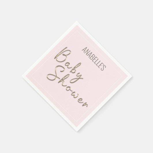Personalisierte Blush Pink Babydusche Serviette (Ecke)