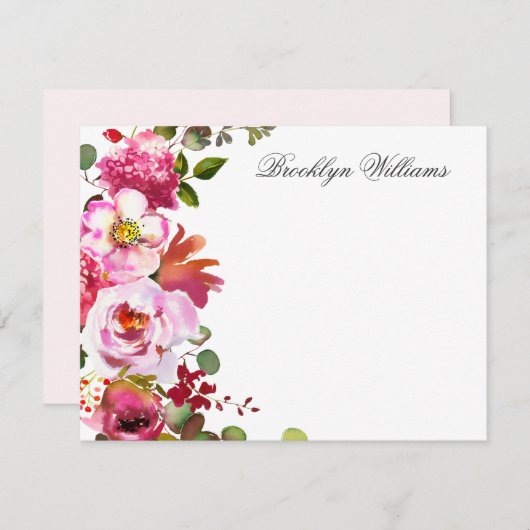 Personalisierte Blush Pink Botanic Floral Dankeskarte (Vorne/Hinten)