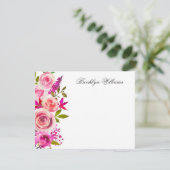 Personalisierte Blush Pink Botanic Floral Dankeskarte (Stehend Vorderseite)