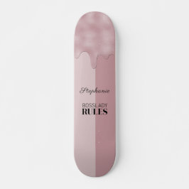 Personalisierte Blush-Rose-Metallic-Tropfen-Logo Skateboard