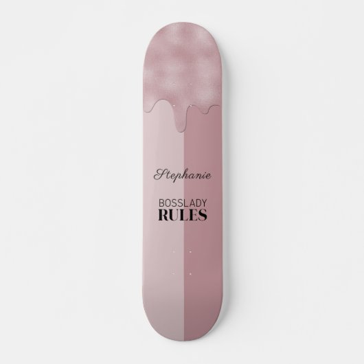 Personalisierte Blush-Rose-Metallic-Tropfen-Logo Skateboard (Vorne)