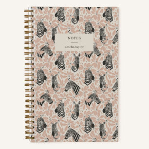 Personalisierte Blush-Zebra-Botanical-Safari-Notiz Notizblock