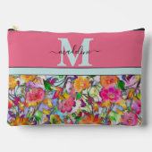 Personalisierte Blüten in Rosa und Orange Zubehörtasche (Vorderseite)