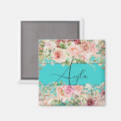 Personalisierte Blütengrenze mit Rose Magnet (Vorderseite/Rückseite)