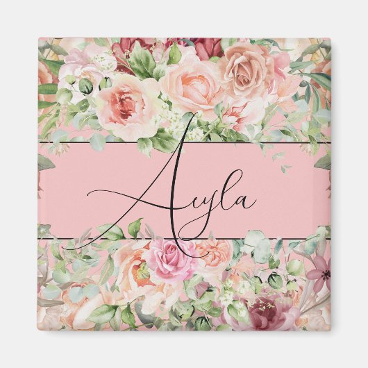 Personalisierte Blütengrenze mit Rose Magnet (Vorne)