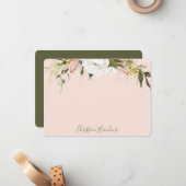 Personalisierte Blütenrosa Wasserfarben Blüten Mitteilungskarte (Vorderseite/Rückseite Beispiel)