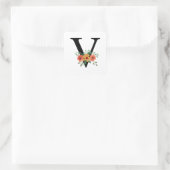 Personalisierte blutorale Mit Monogramm Quadratischer Aufkleber (Tasche)