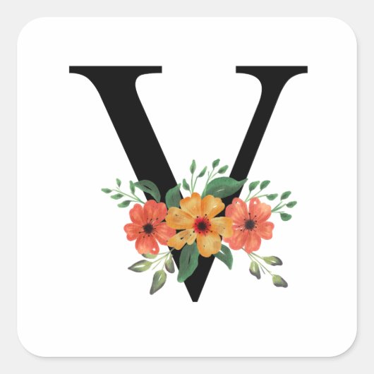 Personalisierte blutorale Mit Monogramm Quadratischer Aufkleber (Vorderseite)