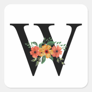 Personalisierte blutorale Mit Monogramm Quadratischer Aufkleber