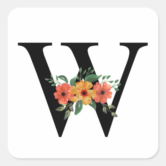 Personalisierte blutorale Mit Monogramm Quadratischer Aufkleber (Vorderseite)