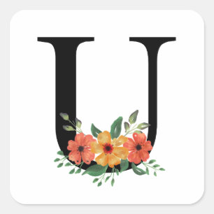 Personalisierte blutorale Mit Monogramm Quadratischer Aufkleber