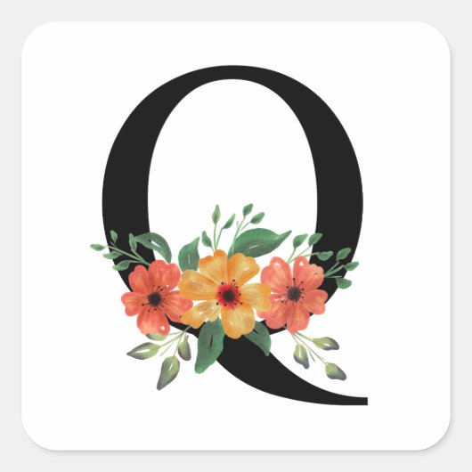 Personalisierte blutorale Mit Monogramm Quadratischer Aufkleber (Vorderseite)