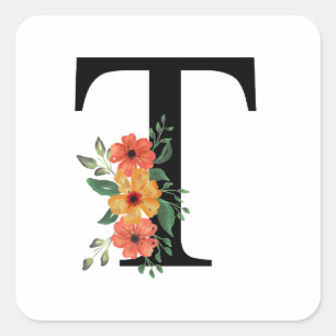 Personalisierte blutorale Mit Monogramm Quadratischer Aufkleber