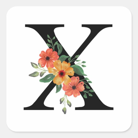Personalisierte blutorale Mit Monogramm Quadratischer Aufkleber (Vorderseite)