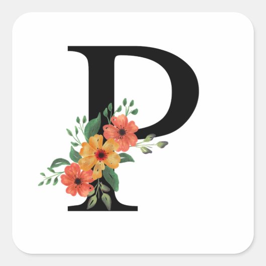 Personalisierte blutorale Mit Monogramm Quadratischer Aufkleber (Vorderseite)