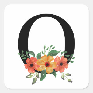 Personalisierte blutorale Mit Monogramm Quadratischer Aufkleber